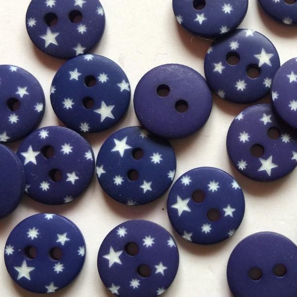TextileGarden 12mm - Blue with White Star Button -  - Buttons