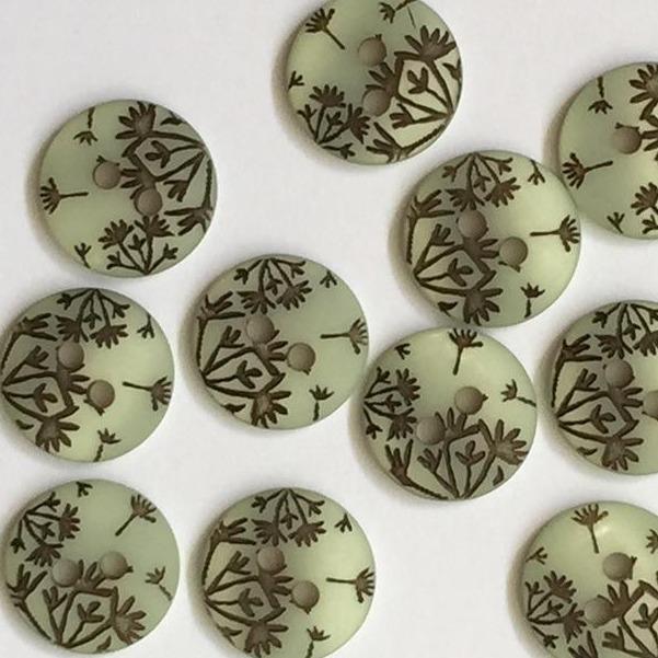 TextileGarden 12mm - Green Seed Head Button -  - Buttons
