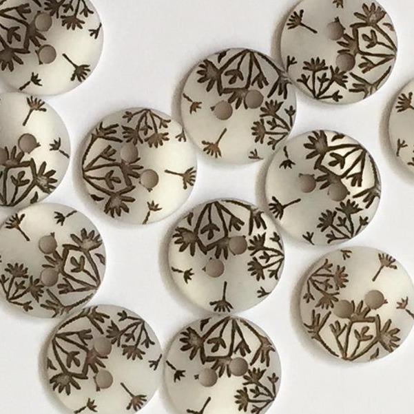 TextileGarden 12mm - White Seed Head Button -  - Buttons