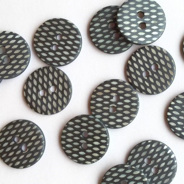 TextileGarden 18mm - Metallic Navy Pattern Button -  - Buttons