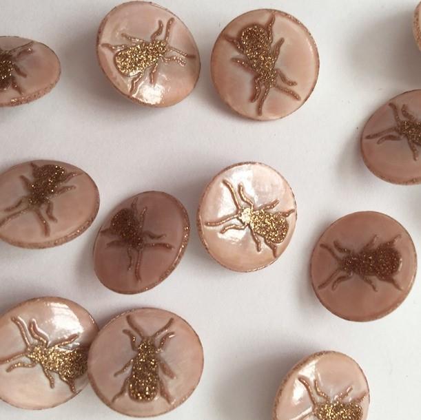 TextileGarden 15mm - Rose Gold Beetle Button -  - Buttons