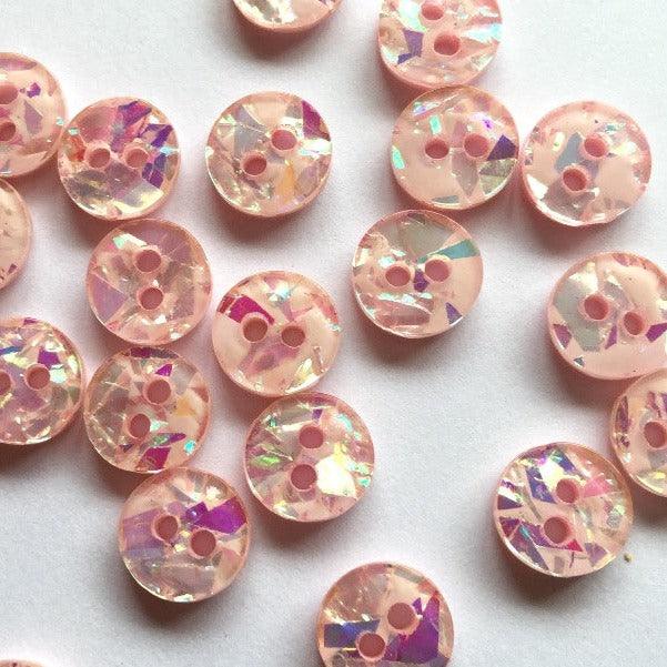 TextileGarden 10mm - Pale Pink Sparkly Button -  - Buttons