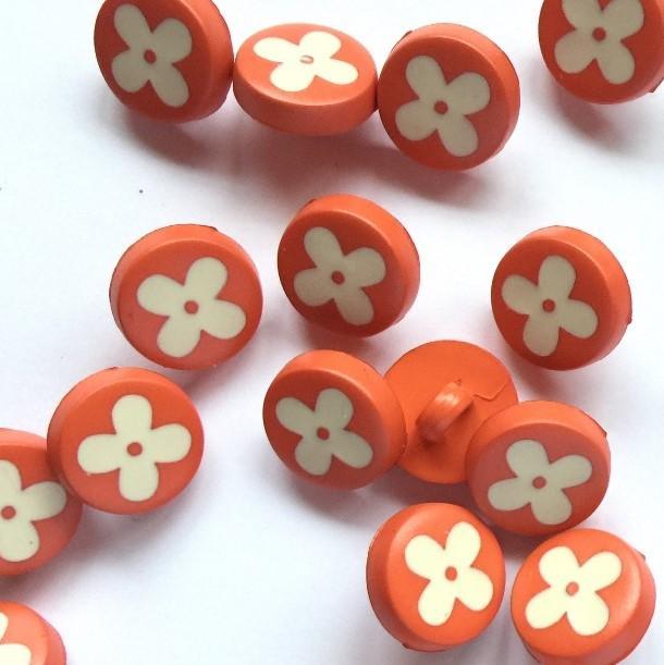 TextileGarden 12mm - Matt Orange with Flower Button -  - Buttons
