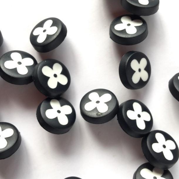 TextileGarden 12mm - Matt Black with Flower Button -  - Buttons