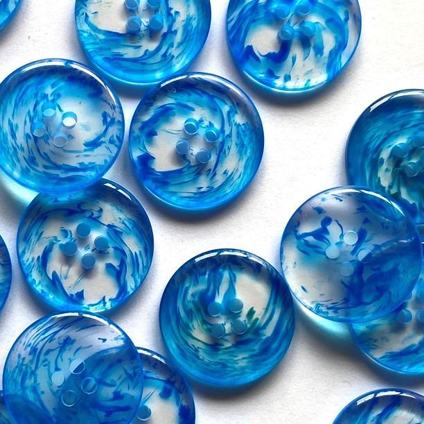 TextileGarden 18mm - Blue/Turquoise Swirl Button -  - Buttons