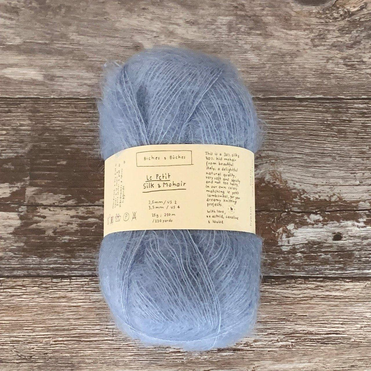Biches &amp; Bûches Biches &amp; Bûches Le Petit Silk &amp; Mohair - Medium Blue - Lace Knitting Yarn