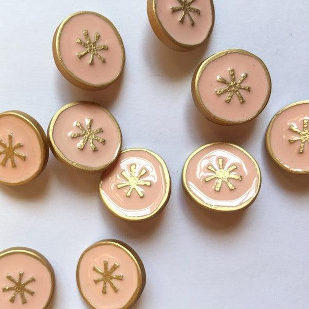 TextileGarden 18mm - Pink Glossy Resin Button with Gold Edge -  - Buttons