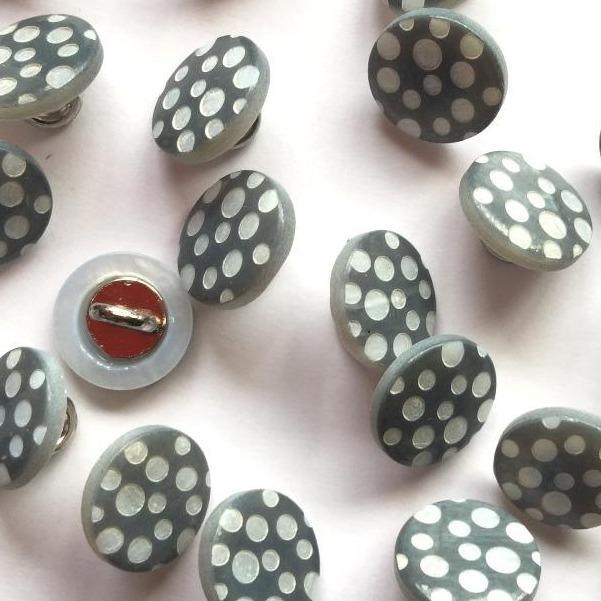 TextileGarden 12mm - Grey Dotty Button -  - Buttons