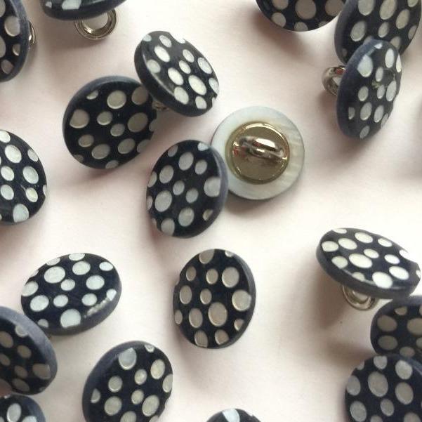 TextileGarden 12mm - Navy Dotty Button -  - Buttons