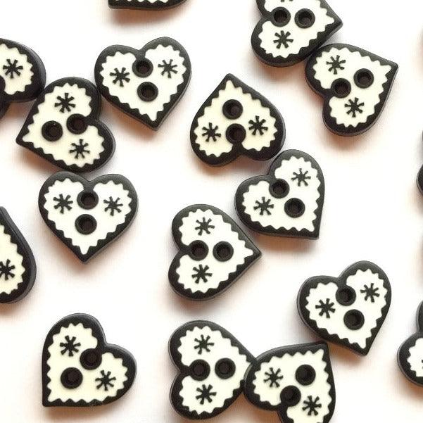TextileGarden 12mm - Black Heart Button -  - Buttons