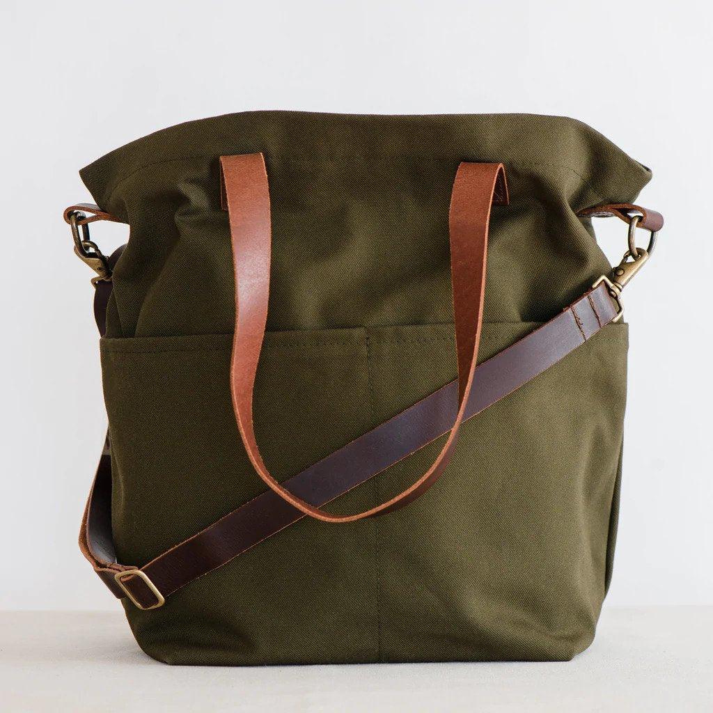 Twig & Horn Twig & Horn Waxed Canvas Crossbody Tote - Burgundy - 